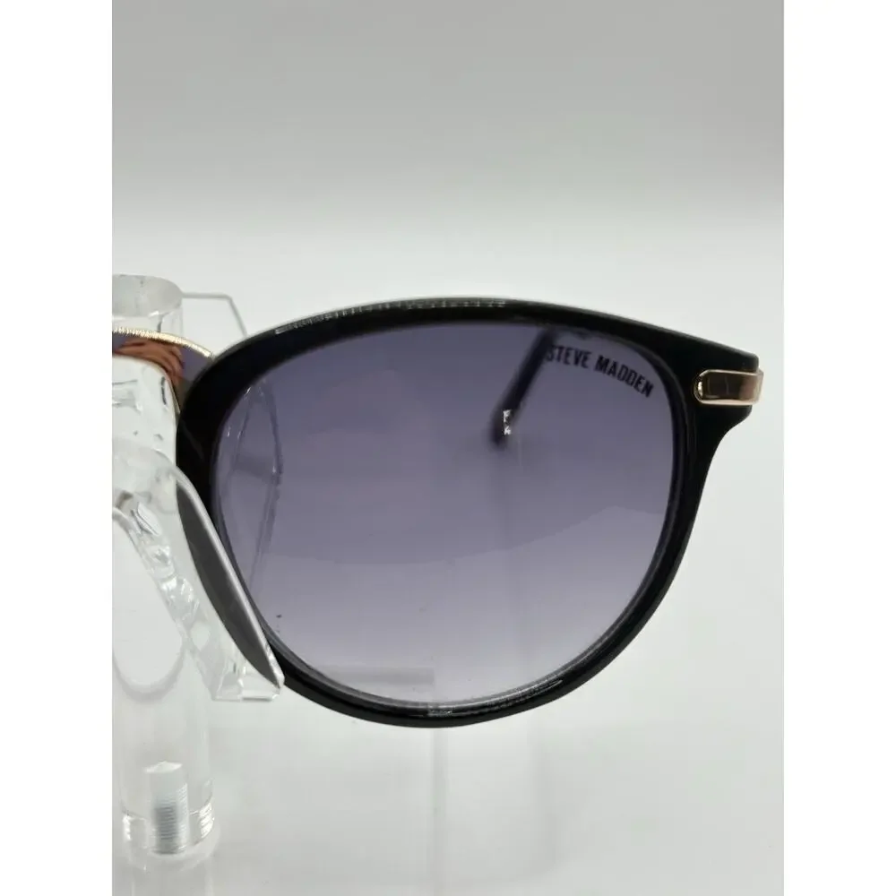 Steve Madden Round Sunglasses Black Gold Gradient Women
